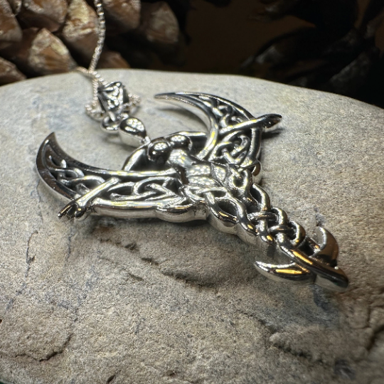 Celtic Moon Goddess Necklace in Sterling Silver | Pendant | Wiccan Center