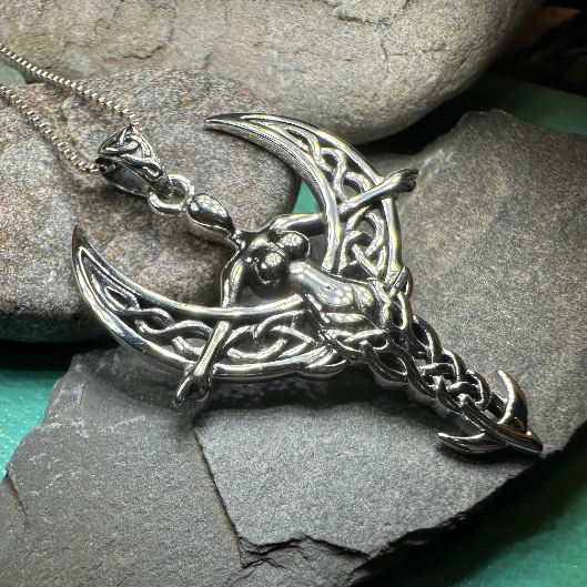 Celtic Moon Goddess Necklace in Sterling Silver | Pendant | Wiccan Center