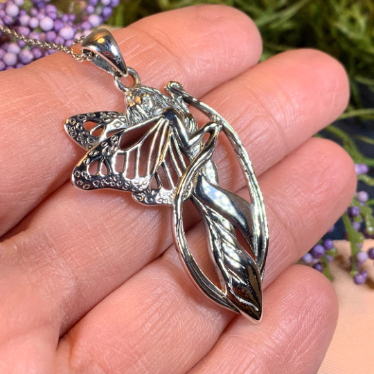 Butterfly Fairy Necklace in Sterling Silver | Pendant | Wiccan Center