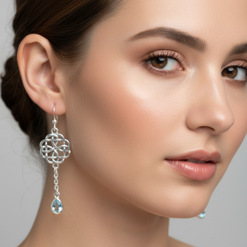Kate Celtic Knot Earrings in Sterling Silver | Dangle Earrings | Wiccan Center