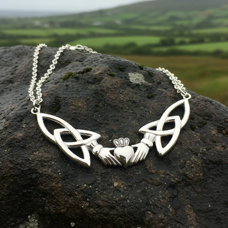 Irish Claddagh Lasting Love Necklace in Sterling Silver | Necklet | Wiccan Center