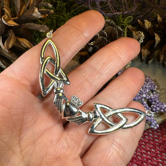 Irish Claddagh Lasting Love Necklace in Sterling Silver | Necklet | Wiccan Center