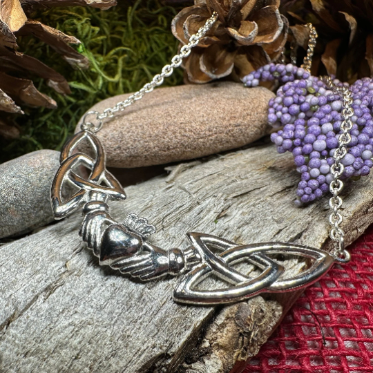 Irish Claddagh Lasting Love Necklace in Sterling Silver | Necklet | Wiccan Center