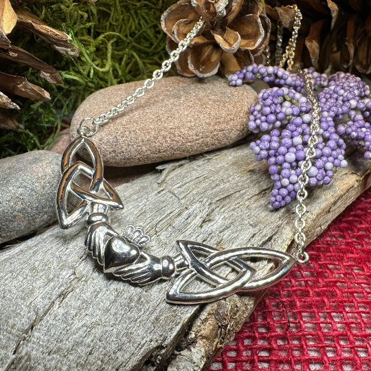 Irish Claddagh Lasting Love Necklace in Sterling Silver | Necklet | Wiccan Center