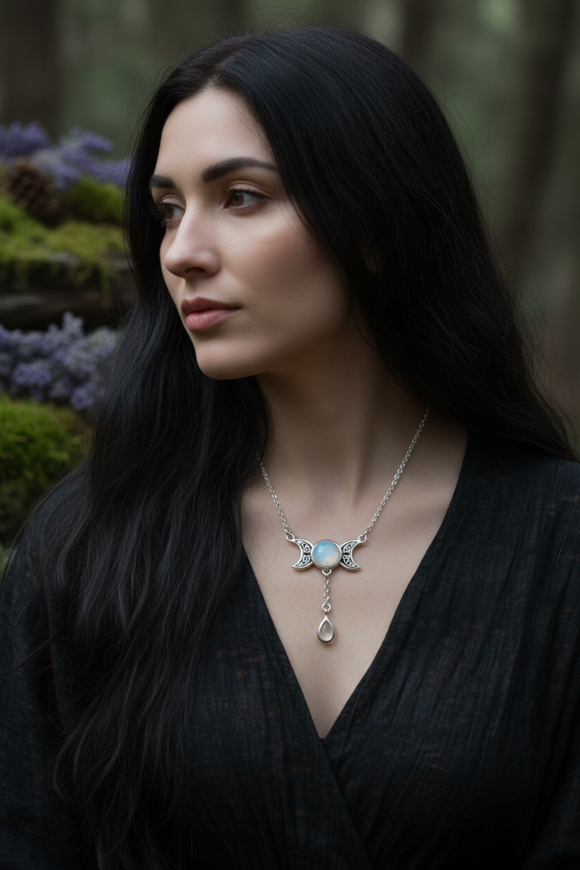 Celtic Moon Necklace in Sterling Silver | Necklet | Wiccan Center