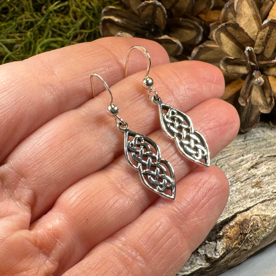 Monica Celtic Knot Earrings in Sterling Silver | Dangle Earrings | Wiccan Center
