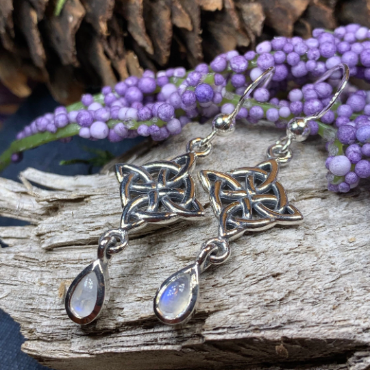 Quaternary Celtic Knot Earrings in Sterling Silver | Dangle Earrings | Wiccan Center