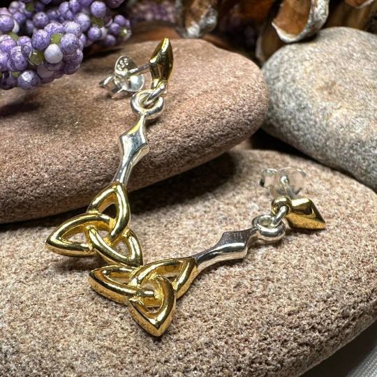 Ethne Celtic Trinity Knot Earrings in Sterling Silver | Post Earrings | Wiccan Center