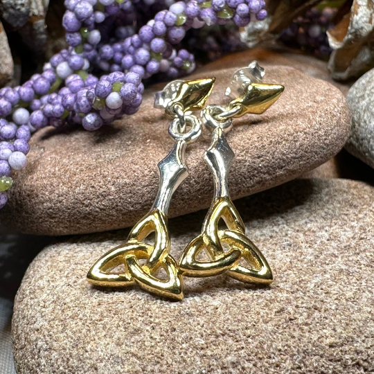 Ethne Celtic Trinity Knot Earrings in Sterling Silver | Post Earrings | Wiccan Center