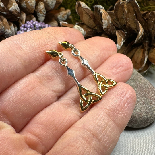 Ethne Celtic Trinity Knot Earrings in Sterling Silver | Post Earrings | Wiccan Center