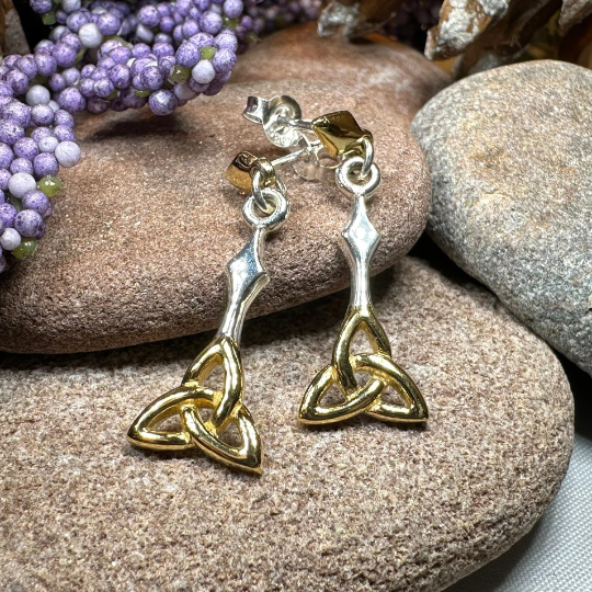Ethne Celtic Trinity Knot Earrings in Sterling Silver | Post Earrings | Wiccan Center