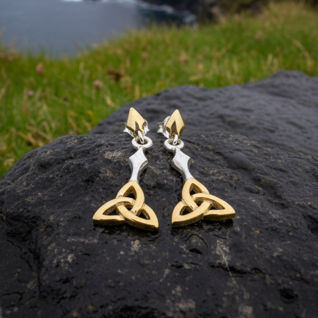 Ethne Celtic Trinity Knot Earrings in Sterling Silver | Post Earrings | Wiccan Center