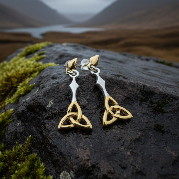 Ethne Celtic Trinity Knot Earrings in Sterling Silver | Post Earrings | Wiccan Center