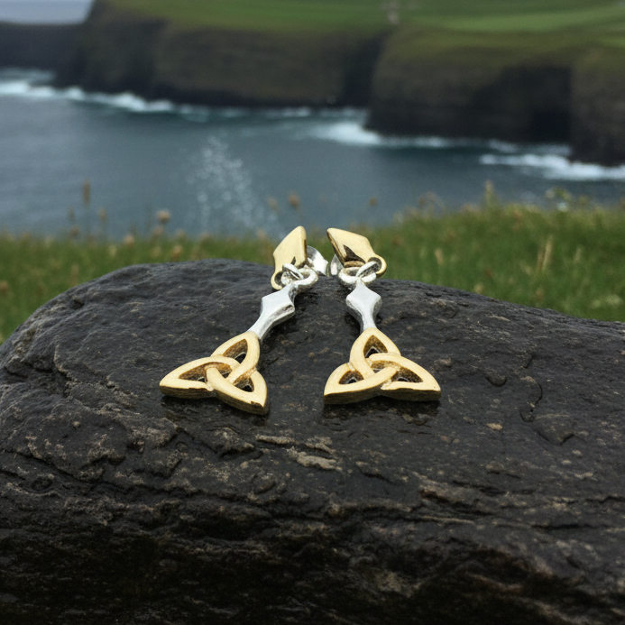 Ethne Celtic Trinity Knot Earrings in Sterling Silver | Post Earrings | Wiccan Center