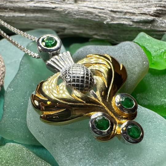 Aberdeenshire Scottish Thistle Necklace in Sterling Silver | Pendant | Wiccan Center