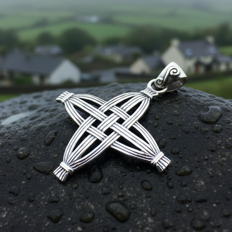 Protection Irish St. Brigid's Cross Necklace in Sterling Silver | Pendant | Wiccan Center