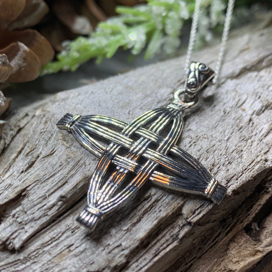 Protection Irish St. Brigid's Cross Necklace in Sterling Silver | Pendant | Wiccan Center