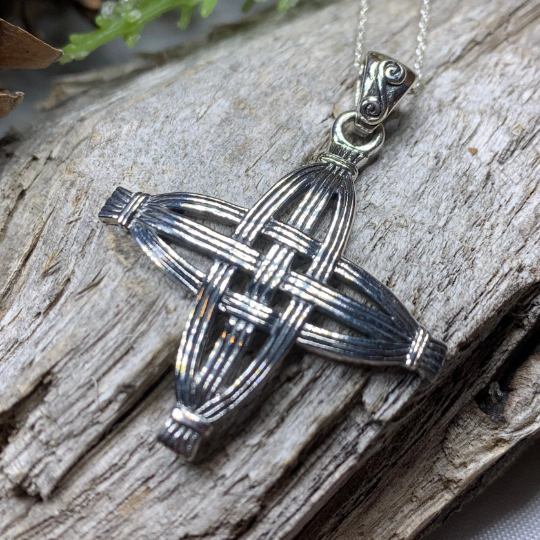 Protection Irish St. Brigid's Cross Necklace in Sterling Silver | Pendant | Wiccan Center