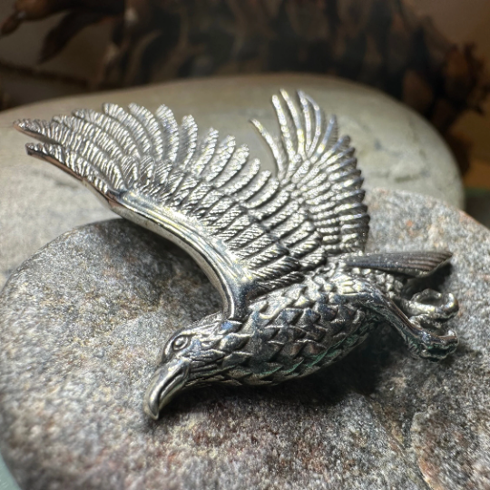 Eagle in Flight Necklace in Sterling Silver | Pendant | Wiccan Center
