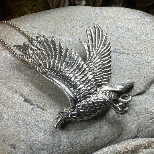 Eagle in Flight Necklace in Sterling Silver | Pendant | Wiccan Center