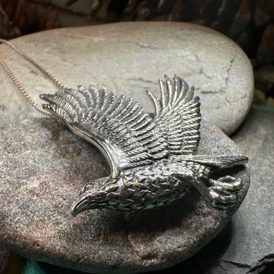 Eagle in Flight Necklace in Sterling Silver | Pendant | Wiccan Center