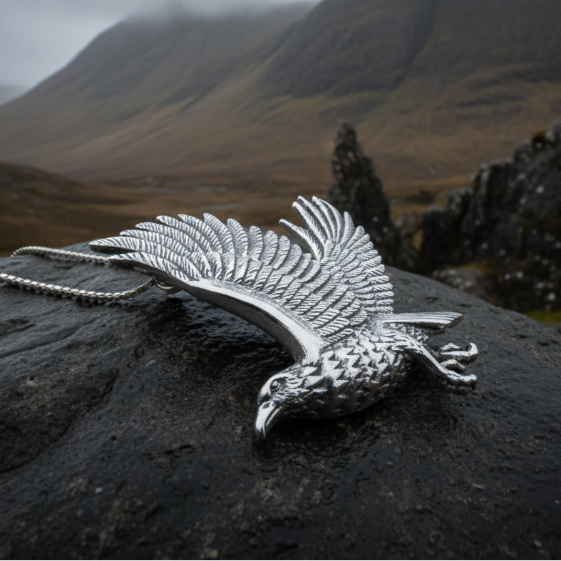 Eagle in Flight Necklace in Sterling Silver | Pendant | Wiccan Center