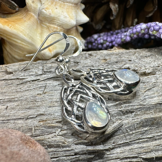 Abria Celtic Knot Earrings in Sterling Silver | Dangle Earrings | Wiccan Center