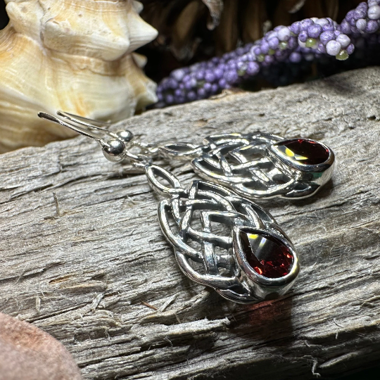 Abria Celtic Knot Earrings in Sterling Silver | Dangle Earrings | Wiccan Center