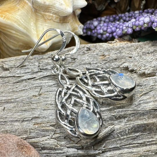 Abria Celtic Knot Earrings in Sterling Silver | Dangle Earrings | Wiccan Center