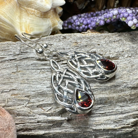 Abria Celtic Knot Earrings in Sterling Silver | Dangle Earrings | Wiccan Center