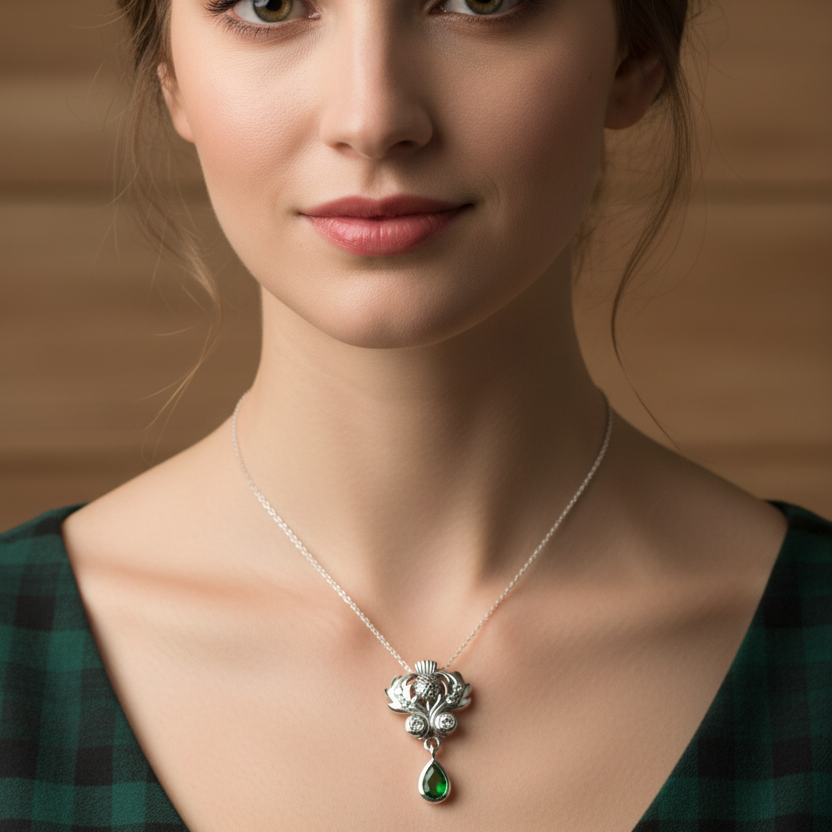 Scottish Aberdeen Thistle Necklace in Sterling Silver | Pendant | Wiccan Center