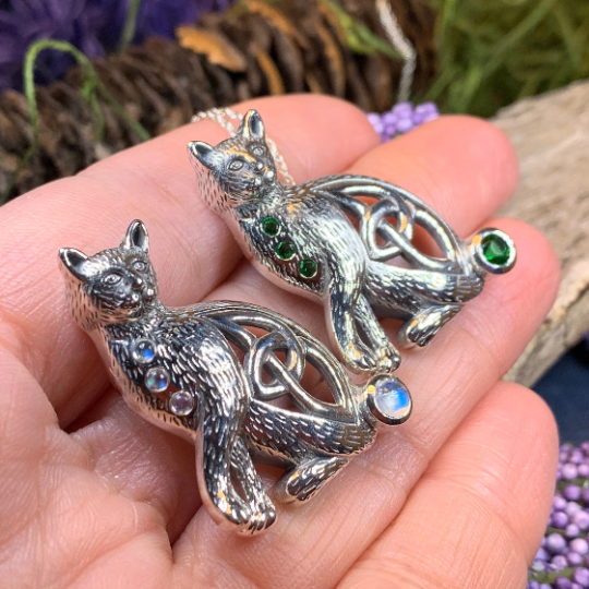 Salem Celtic Cat Necklace in Sterling Silver | Pendant | Wiccan Center