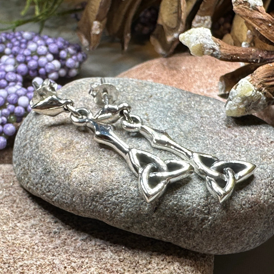 Enchanted Celtic Trinity Knot Earrings in Sterling Silver | Post Earrings | Wiccan Center