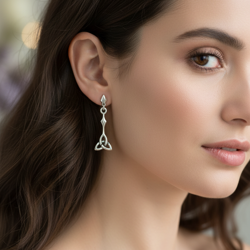 Enchanted Celtic Trinity Knot Earrings in Sterling Silver | Post Earrings | Wiccan Center