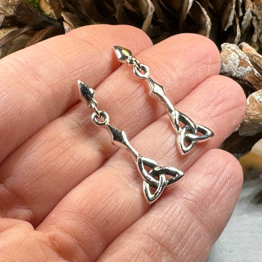 Enchanted Celtic Trinity Knot Earrings in Sterling Silver | Post Earrings | Wiccan Center