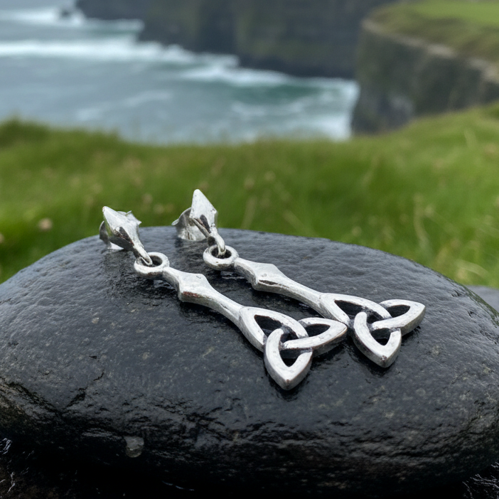 Enchanted Celtic Trinity Knot Earrings in Sterling Silver | Post Earrings | Wiccan Center