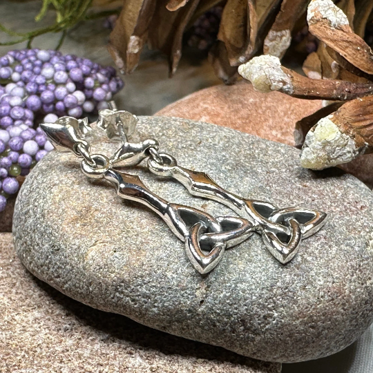 Enchanted Celtic Trinity Knot Earrings in Sterling Silver | Post Earrings | Wiccan Center