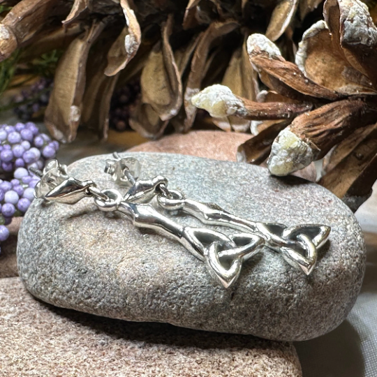 Enchanted Celtic Trinity Knot Earrings in Sterling Silver | Post Earrings | Wiccan Center