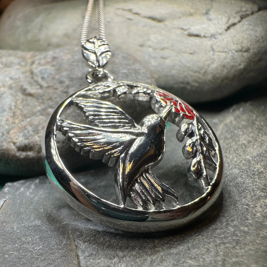 Tropical Hummingbird Necklace in Sterling Silver | Pendant | Wiccan Center