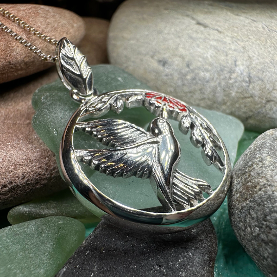 Tropical Hummingbird Necklace in Sterling Silver | Pendant | Wiccan Center
