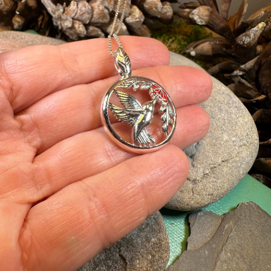 Tropical Hummingbird Necklace in Sterling Silver | Pendant | Wiccan Center