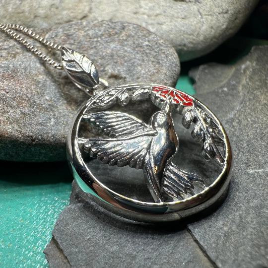 Tropical Hummingbird Necklace in Sterling Silver | Pendant | Wiccan Center