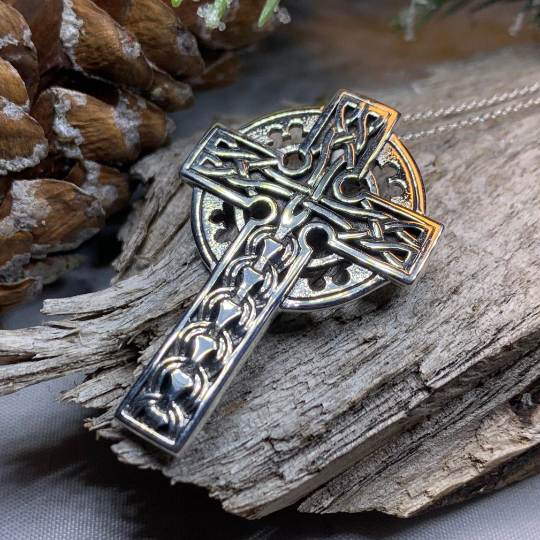 Braddan Scottish Celtic Cross Necklace in Sterling Silver | Pendant | Wiccan Center