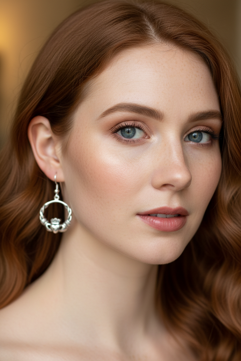Elegant Irish Claddagh Earrings in Sterling Silver | Dangle Earrings | Wiccan Center