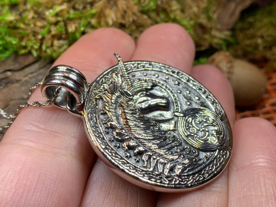 Celtic Unicorn Necklace in Sterling Silver | Pendant | Wiccan Center