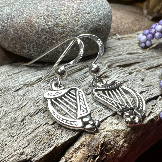 Sarai Irish Harp Earrings in Sterling Silver