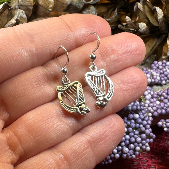 Sarai Irish Harp Earrings in Sterling Silver