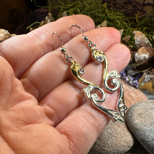 Mystic Dreamer Trinity Knot Earrings with Amethysts | Dangle Earrings | Wiccan Center
