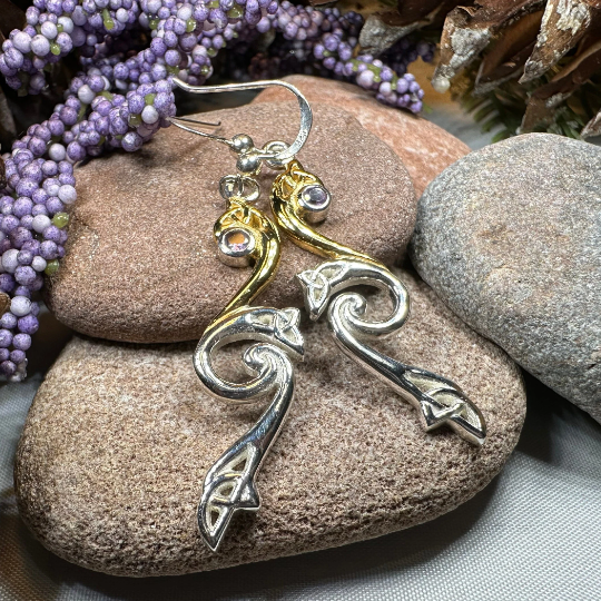 Mystic Dreamer Trinity Knot Earrings with Amethysts | Dangle Earrings | Wiccan Center