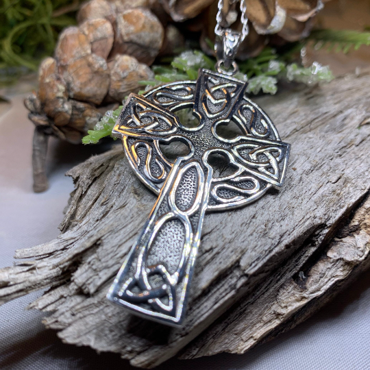 Cahal Large Celtic Cross Necklace in Sterling Silver | Pendant | Wiccan Center
